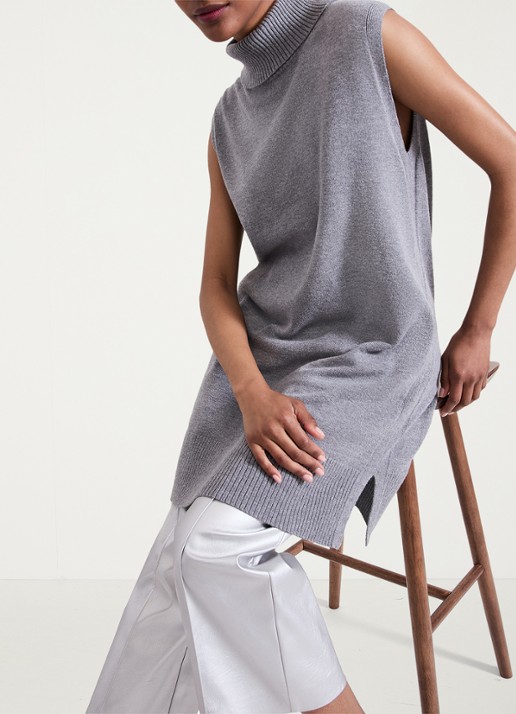 Phase Eight Mila mini fijngebreide trui-jurk met col - detail 5 grijs
