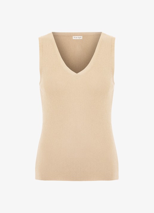 Phase Eight Mila ribgebreide tanktop met lurex - voorkant goud