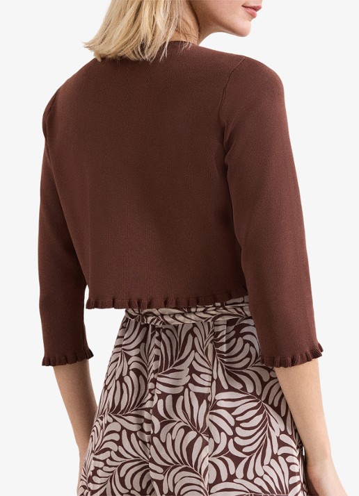 Phase Eight Mimi fijngebreid vest met ronde hals - achterkant bruin