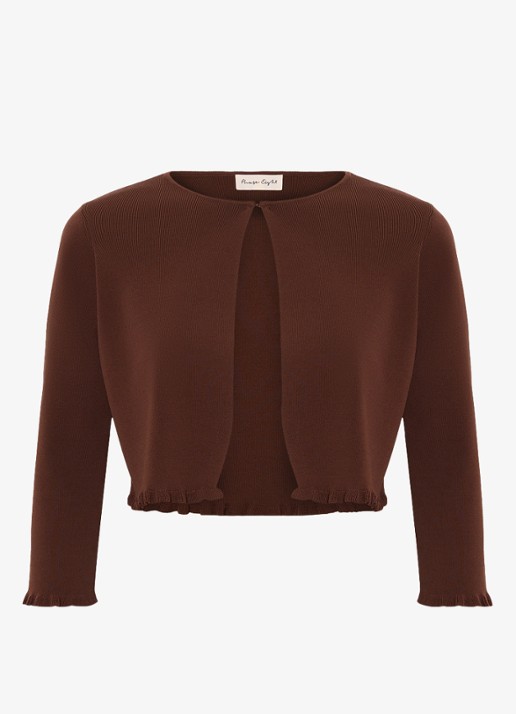 Phase Eight Mimi fijngebreid vest met ronde hals - voorkant 2 bruin