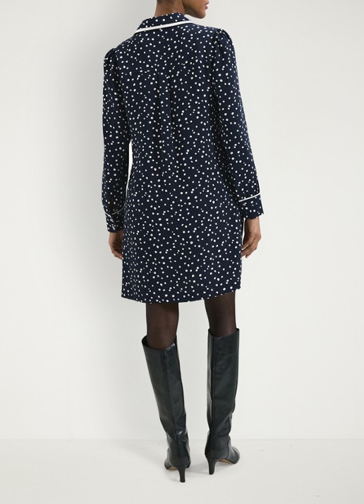 Phase Eight Mini tuniekjurk met stippenprint - achterkant donkerblauw