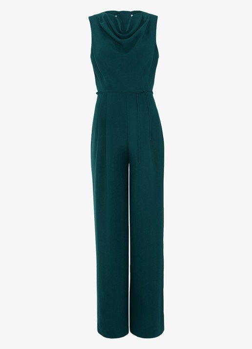 Phase Eight Monique loose fit jumpsuit met waterval hals - voorkant 2 zeegroen