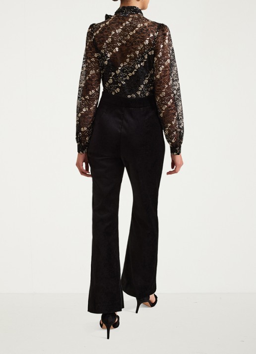 Phase Eight Morilla semi-transparante flared fit jumpsuit met kant - achterkant zwart