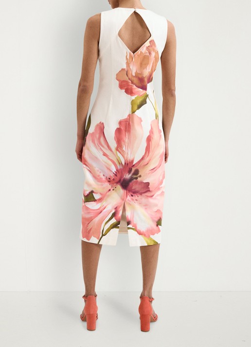 Phase Eight Nadina midi jurk met bloemenprint - achterkant gebroken wit