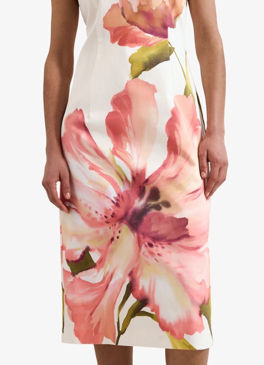 Phase Eight Nadina midi jurk met bloemenprint - detail 6 gebroken wit