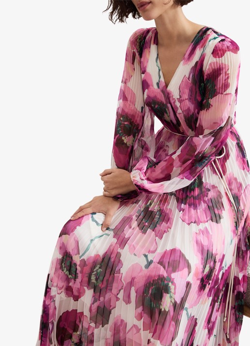 Phase Eight Natalia maxi jurk met bloemenprint - detail 3 roze