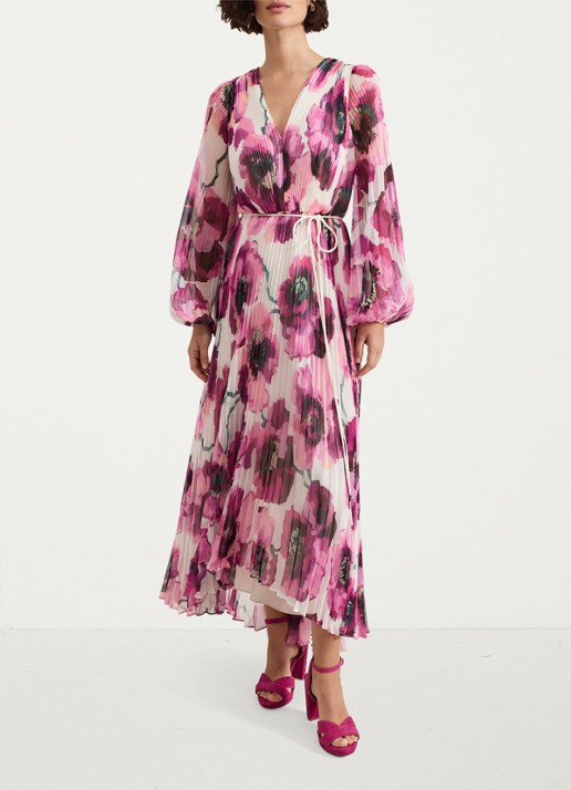 Phase Eight Natalia maxi jurk met bloemenprint - voorkant 7 roze