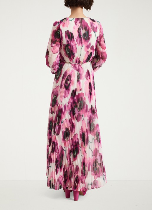 Phase Eight Natalia midi jurk met plissé en asymmetrische zoom - achterkant 8 donkerroze