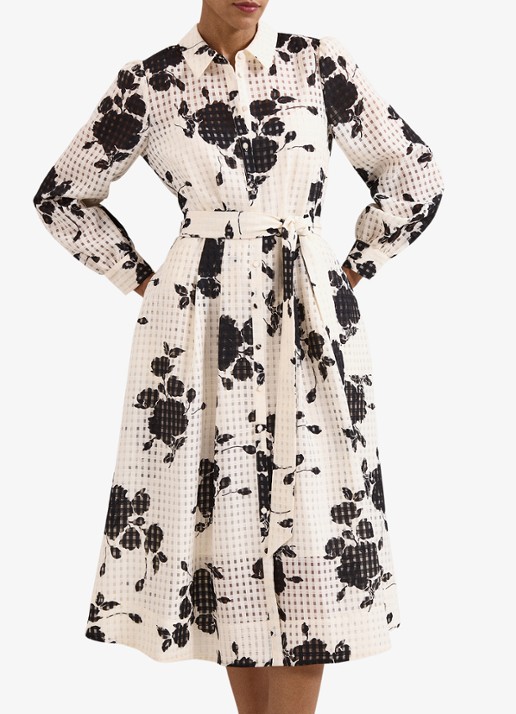 Phase Eight Natalie midi blousejurk met bloemenprint en strikceintuur