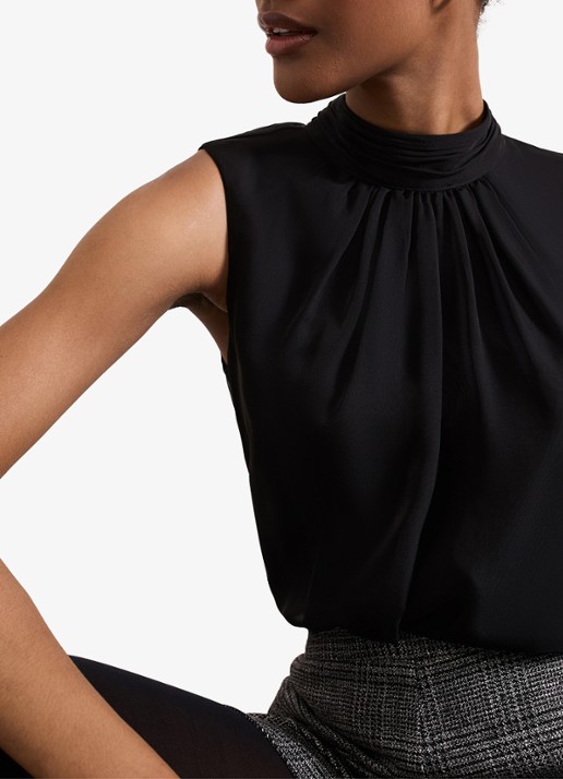 Phase Eight Nella mouwloze top met sjaalkraag - detail 5 zwart