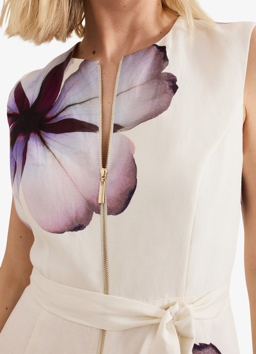Phase Eight Nina midi jurk met bloemenprint - detail 5 ivoor