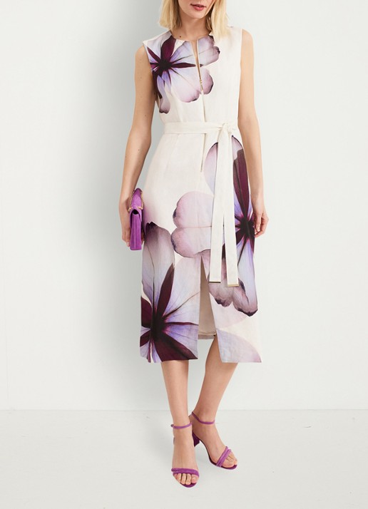 Phase Eight Nina midi jurk met bloemenprint - voorkant 3 ivoor
