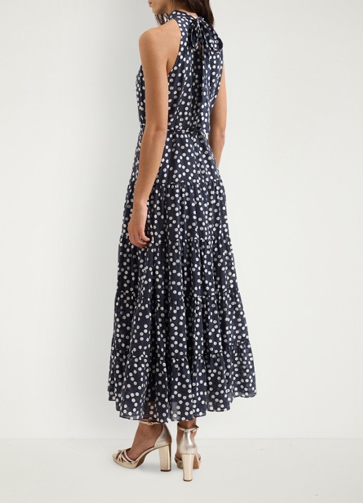 Phase Eight Nita maxi jurk met stippenprint - achterkant donkerblauw