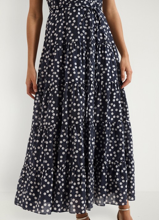 Phase Eight Nita maxi jurk met stippenprint - detail 4 donkerblauw