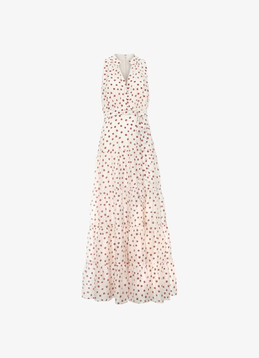 Phase Eight Nita maxi jurk met stippenprint  - voorkant 2 gebroken wit