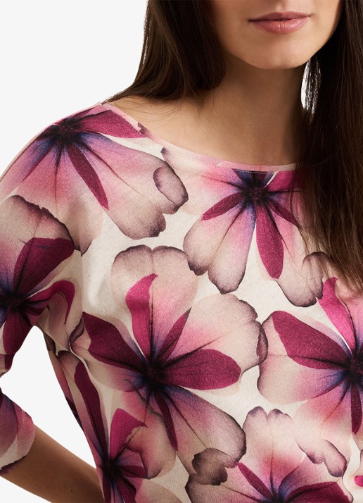 Phase Eight Nori top in linnenblend met bloemenprint - detail 2 roze