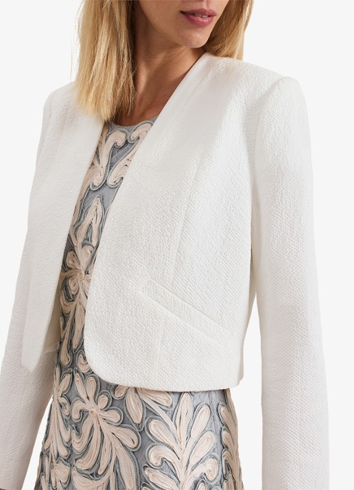 Phase Eight Olivia cropped blazer met paspelzakken - detail 5 wit