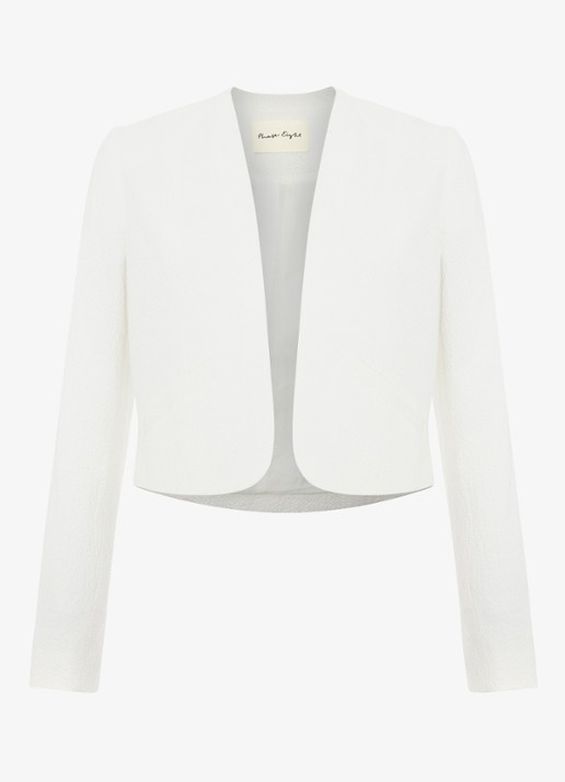 Phase Eight Olivia cropped blazer met paspelzakken - voorkant 2 wit