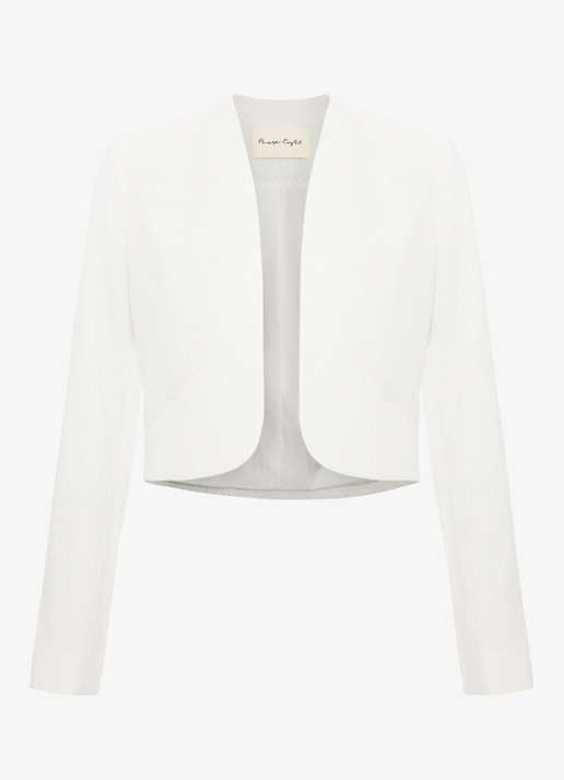 Phase Eight Olivia cropped blazer met paspelzakken - voorkant wit