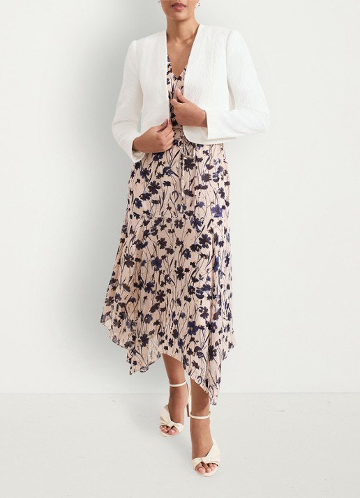 Phase Eight Olivia cropped blazer met paspelzakken - voorkant 2 wit