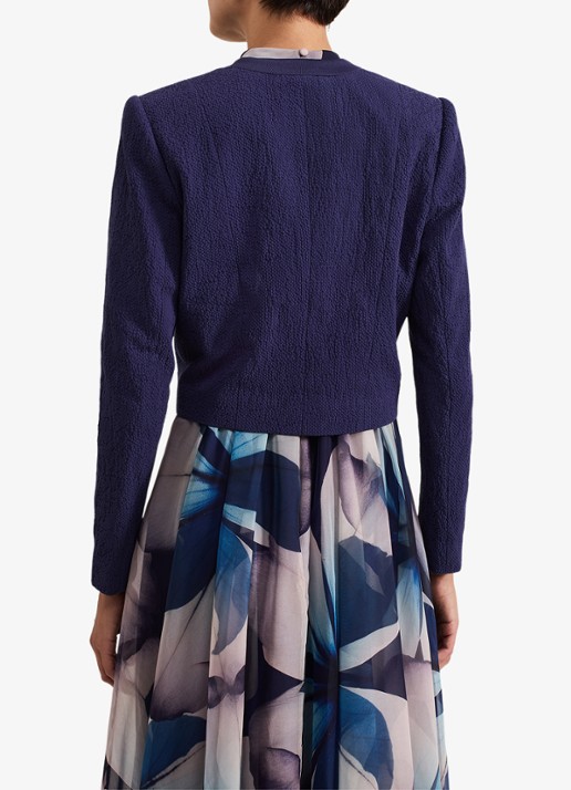 Phase Eight Olivia cropped blazer met structuur - achterkant 5 donkerblauw