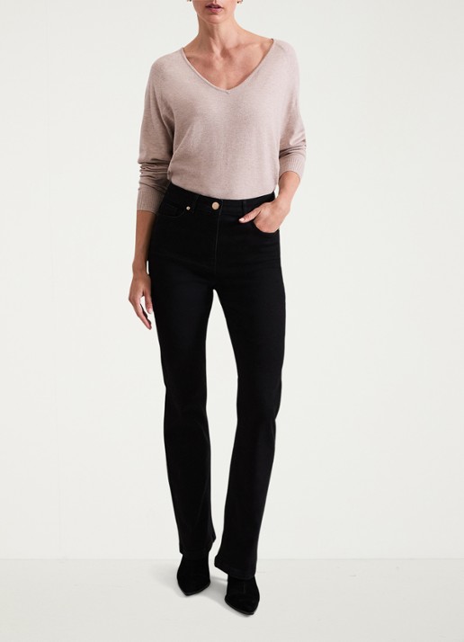 Phase Eight Olivia high waist bootcut Jeans met steekzakken - voorkant 2 zwart