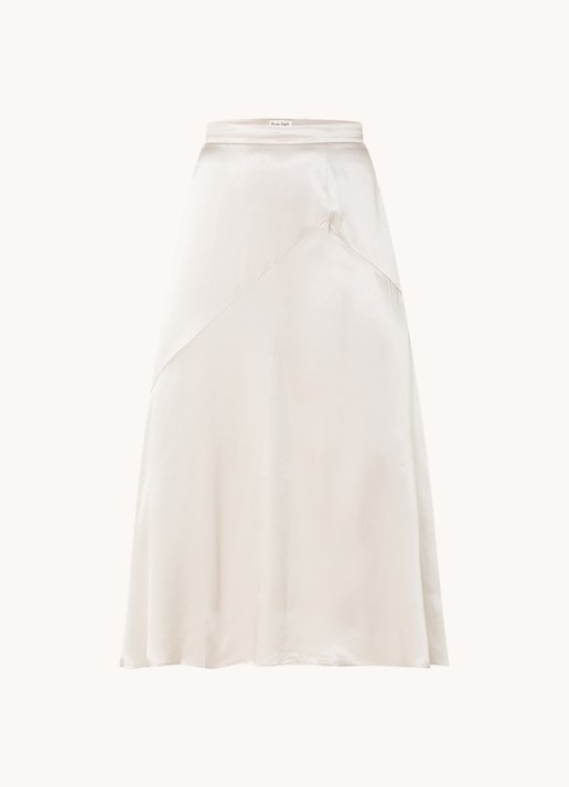 Phase Eight Ophelia midi rok van satijn - voorkant 3 beige