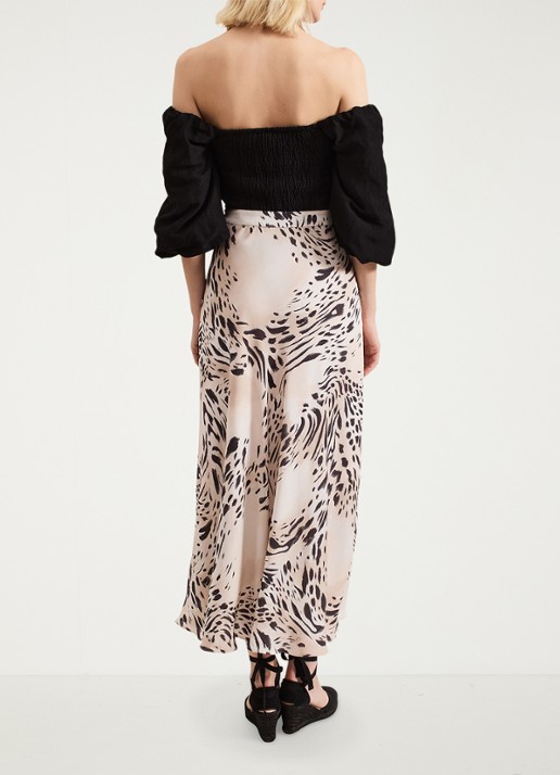 Phase Eight Orla maxi rok met dierenprint - achterkant creme