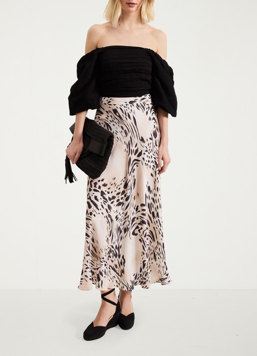 Phase Eight Orla maxi rok met dierenprint - voorkant 6 creme