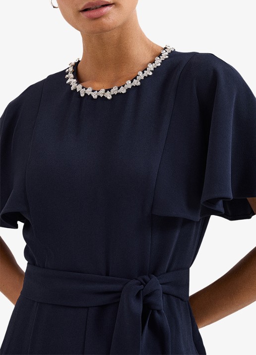 Phase Eight Orwen jumpsuit met strikceintuur - detail 5 donkerblauw