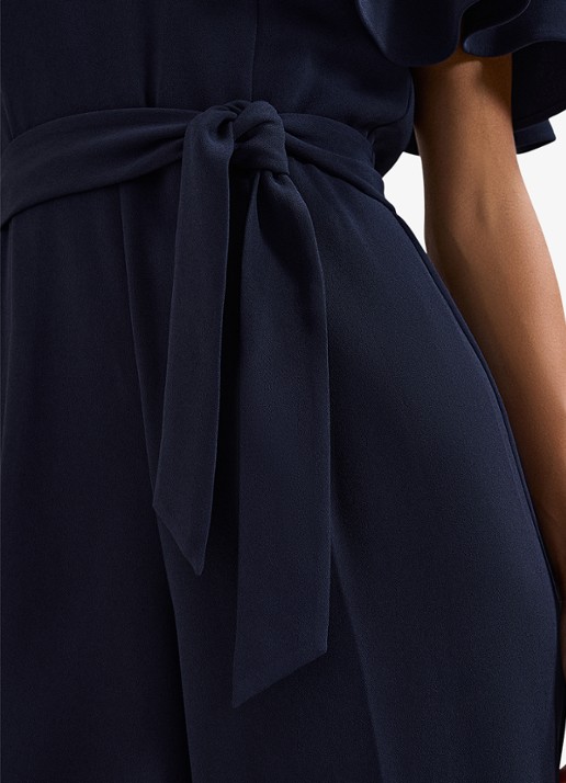 Phase Eight Orwen jumpsuit met strikceintuur - detail 6 donkerblauw