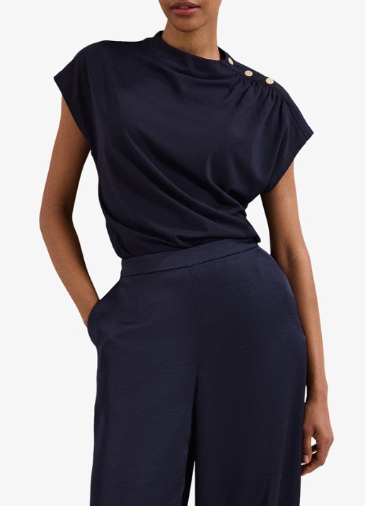 Phase Eight Paige top met gedrapeerd detail - detail donkerblauw