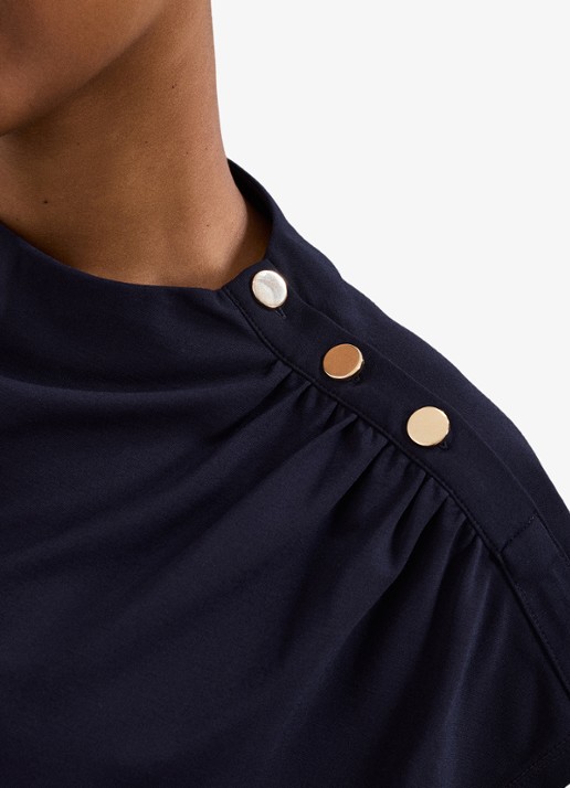 Phase Eight Paige top met gedrapeerd detail - detail 3 donkerblauw