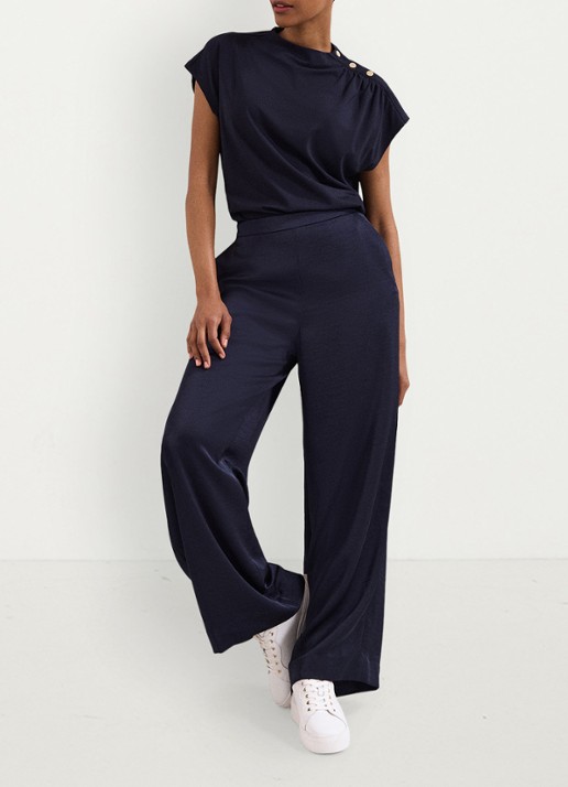 Phase Eight Paige top met gedrapeerd detail - voorkant 8 donkerblauw