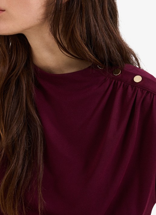 Phase Eight Paige top met gedrapeerd detail - detail 4 aubergine