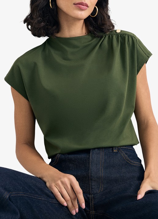 Phase Eight Paige top met geplooid detail - detail 2 olijfgroen