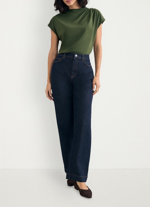 Phase Eight Paige top met geplooid detail - voorkant 7 olijfgroen
