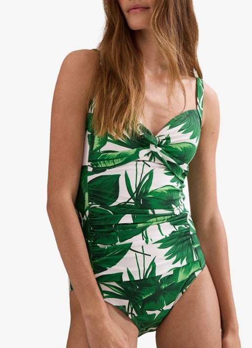 Phase Eight Palm Print badpak met ruches en print
