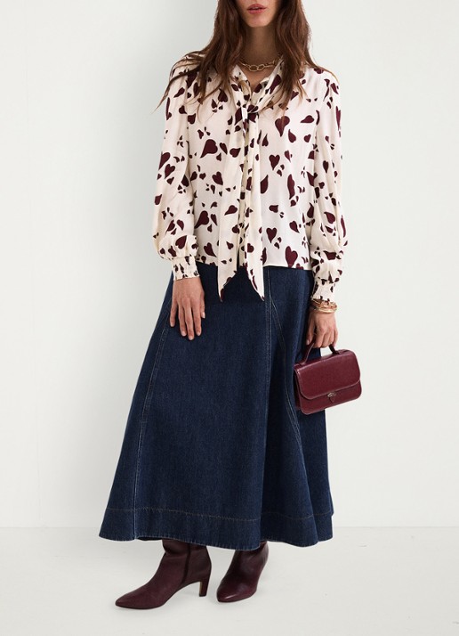 Phase Eight Paloma blouse met sjaalkraag en pofmouwen - detail 6 wit