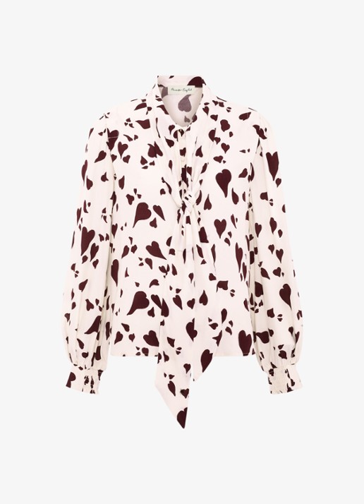 Phase Eight Paloma blouse met sjaalkraag en pofmouwen - voorkant wit