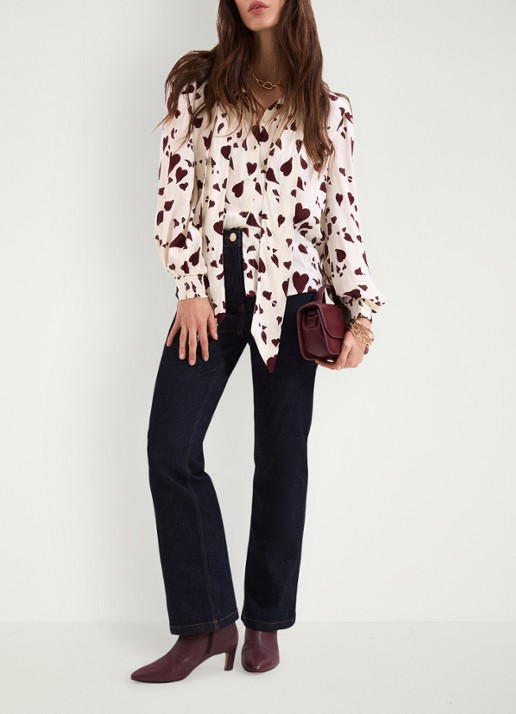 Phase Eight Paloma blouse met sjaalkraag en pofmouwen - voorkant 2 wit