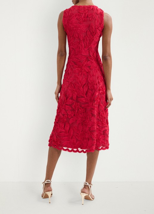 Phase Eight Paloma midi jurk met bloemborduring - achterkant 7 rood