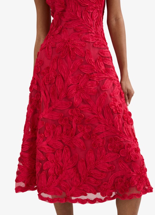 Phase Eight Paloma midi jurk met bloemborduring - detail 4 rood