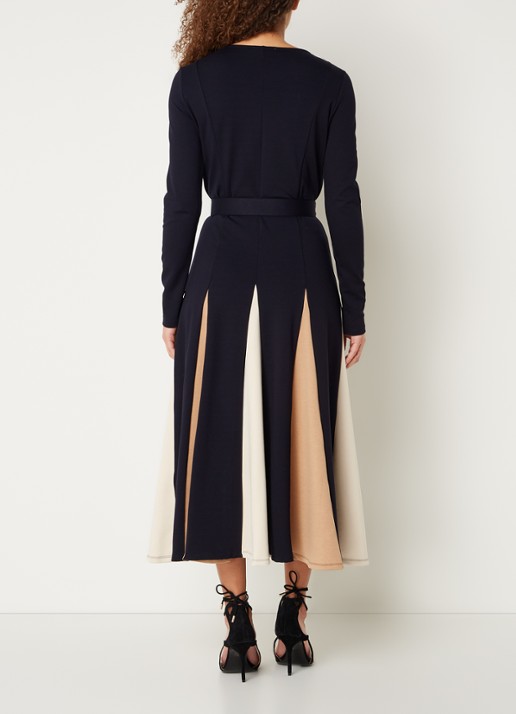 Phase Eight Paula midi jurk met ceintuur - achterkant 3 donkerblauw