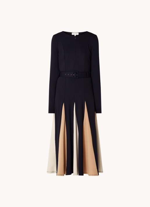 Phase Eight Paula midi jurk met ceintuur - voorkant 5 donkerblauw