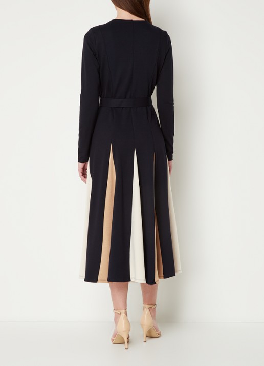 Phase Eight Paula midi jurk met ceintuur - achterkant 4 donkerblauw