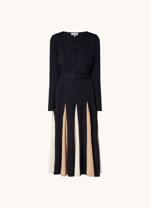 Phase Eight Paula midi jurk met ceintuur - voorkant 7 donkerblauw