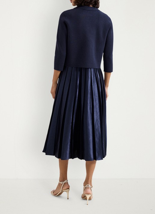 Phase Eight Penny midi jurk met plooien - achterkant 7 donkerblauw