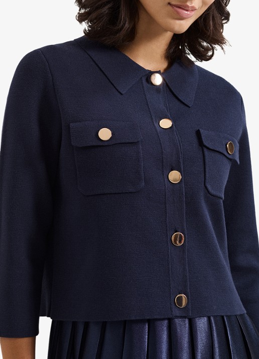 Phase Eight Penny midi jurk met plooien - detail 5 donkerblauw