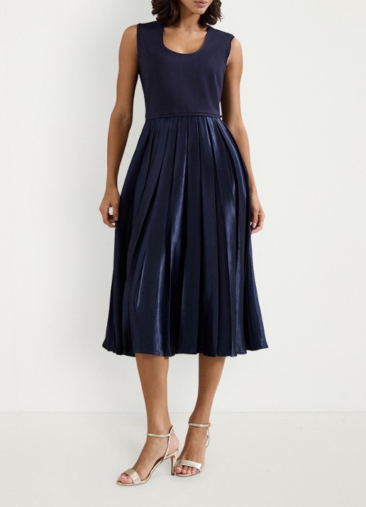 Phase Eight Penny midi jurk met plooien - detail 6 donkerblauw